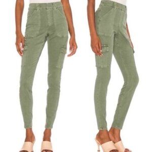 SPANX Stretch Twill Ankle Cargo Pants Womens Size M Green High Rise Jeans Pants